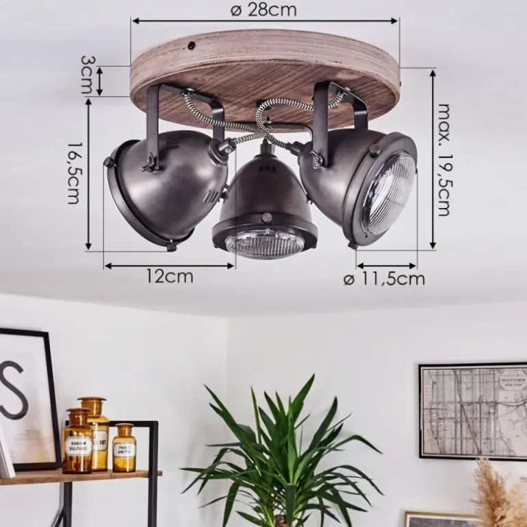 Plafonnier Glostrup Brun, Acier inoxydable, 3 lumières