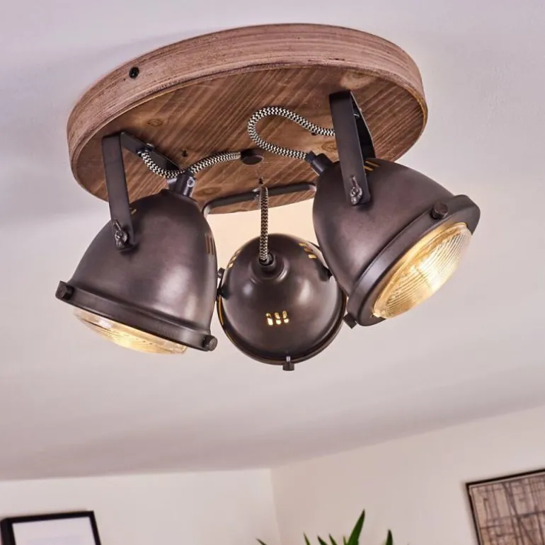 Plafonnier Glostrup Brun, Acier inoxydable, 3 lumières