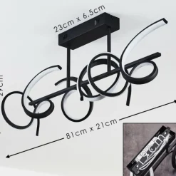 Plafonnier Gora LED Noir, 3 lumières