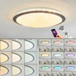 Plafonnier Gorgonta LED Blanc, 2 lumières, Télécommandes, Changeur de couleurs