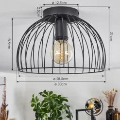 Plafonnier Gourel Noir, 1 lumière