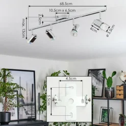 Plafonnier Grafberg Chrome, 4 lumières