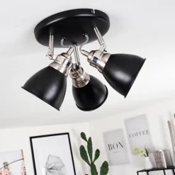Plafonnier Gralingen Nickel mat, Noir, 3 lumières