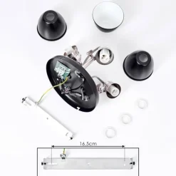 Plafonnier Gralingen Nickel mat, Noir, 3 lumières