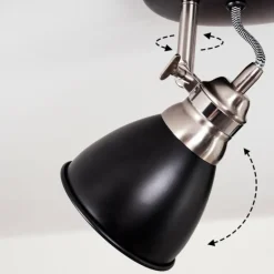 Plafonnier Gralingen Nickel mat, Noir, 3 lumières