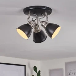 Plafonnier Gralingen Nickel mat, Noir, 3 lumières