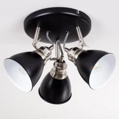 Plafonnier Gralingen Nickel mat, Noir, 3 lumières