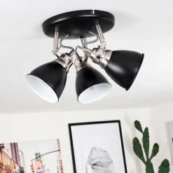 Plafonnier Gralingen Nickel mat, Noir, 3 lumières
