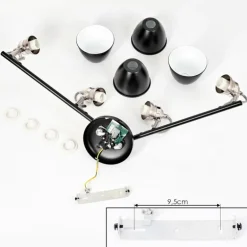 Plafonnier Gralingen Nickel mat, Noir, 4 lumières