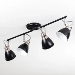 Plafonnier Gralingen Nickel mat, Noir, 4 lumières