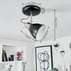 Plafonnier Gralingen Nickel mat, Noir, Blanc, 1 lumière