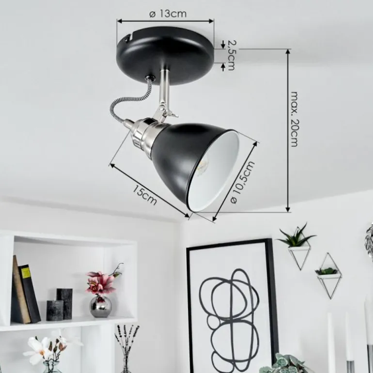 Plafonnier Gralingen Nickel mat, Noir, Blanc, 1 lumière