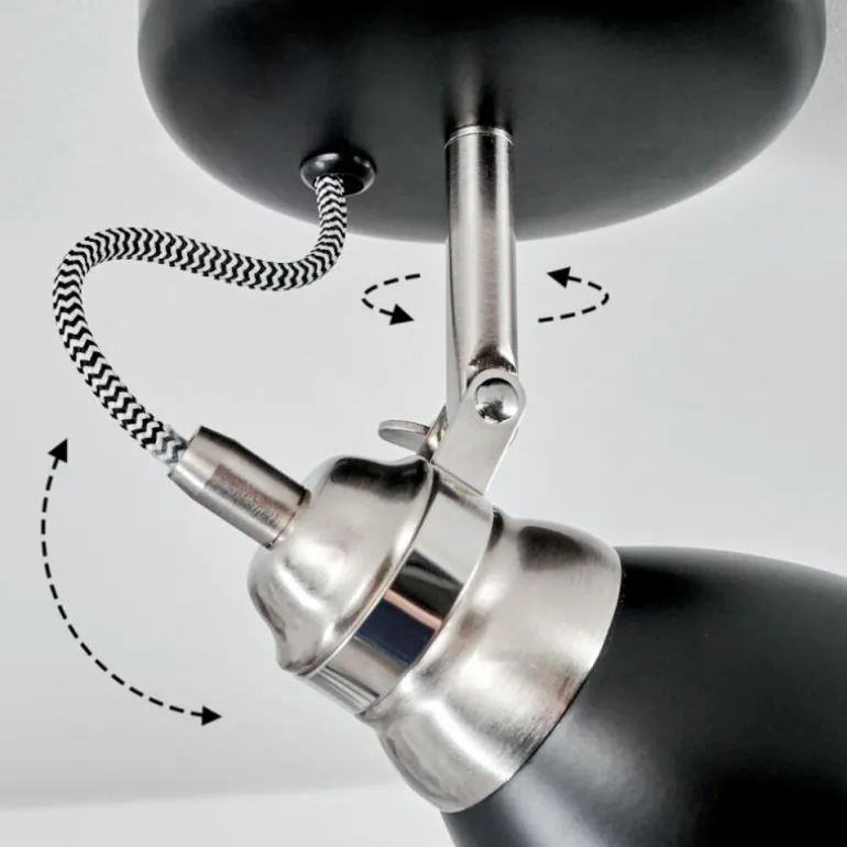 Plafonnier Gralingen Nickel mat, Noir, Blanc, 1 lumière