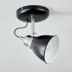 Plafonnier Gralingen Nickel mat, Noir, Blanc, 1 lumière