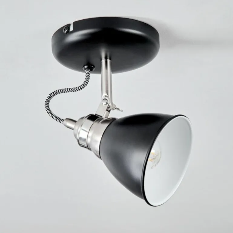 Plafonnier Gralingen Nickel mat, Noir, Blanc, 1 lumière