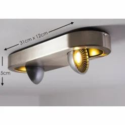 Plafonnier Granada LED Nickel mat, 2 lumières