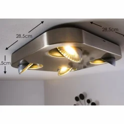 Plafonnier Granada LED Nickel mat, 4 lumières