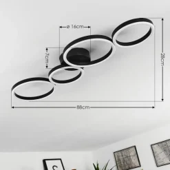 Plafonnier Grasse LED Noir, 1 lumière