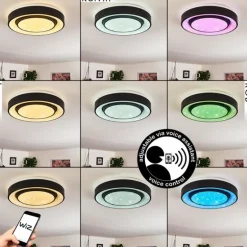 Plafonnier Grimacco LED Noir, 1 lumière, Changeur de couleurs