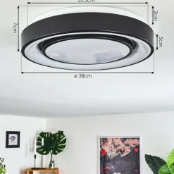 Plafonnier Grimacco LED Noir, 1 lumière, Changeur de couleurs