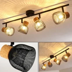 Plafonnier Grongroft Brun, Noir, 4 lumières