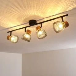 Plafonnier Grongroft Brun, Noir, 4 lumières