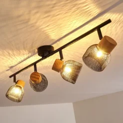 Plafonnier Grongroft Brun, Noir, 4 lumières