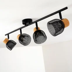 Plafonnier Grongroft Brun, Noir, 4 lumières