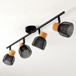 Plafonnier Grongroft Brun, Noir, 4 lumières