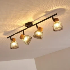 Plafonnier Grongroft Brun, Noir, 4 lumières