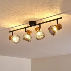 Plafonnier Grongroft Brun, Noir, 4 lumières