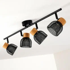 Plafonnier Grongroft Brun, Noir, 4 lumières