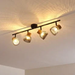 Plafonnier Grongroft Brun, Noir, 4 lumières