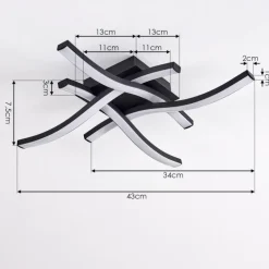 Plafonnier Grossarl LED Noir, 4 lumières