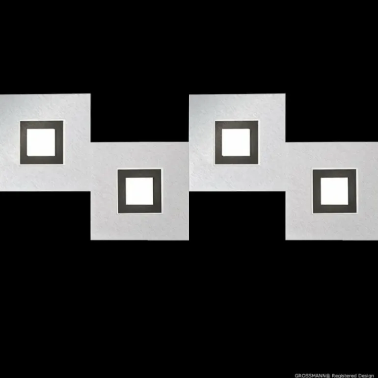 Plafonnier Grossmann KARREE LED Aluminium, Noir, 4 lumières