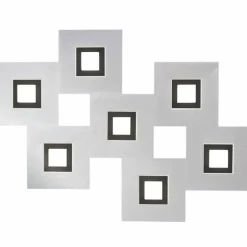 Plafonnier Grossmann KARREE LED Aluminium, Noir, 7 lumières