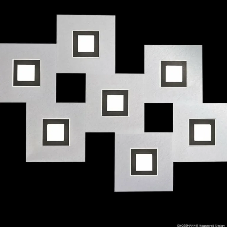 Plafonnier Grossmann KARREE LED Aluminium, Noir, 7 lumières