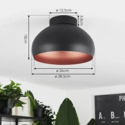 Plafonnier Guayo Noir, 1 lumière