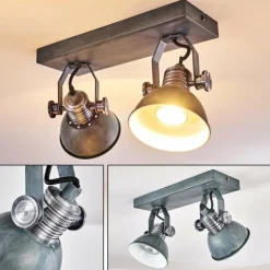 Plafonnier Gudo Gris, Argenté, 2 lumières