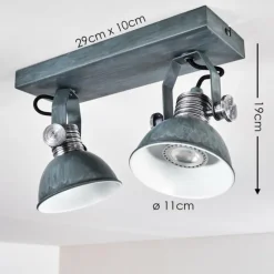 Plafonnier Gudo Gris, Argenté, 2 lumières