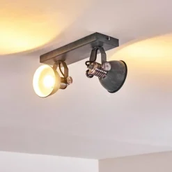 Plafonnier Gudo Gris, Argenté, 2 lumières