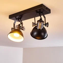 Plafonnier Gudo Noir, Argenté, 2 lumières