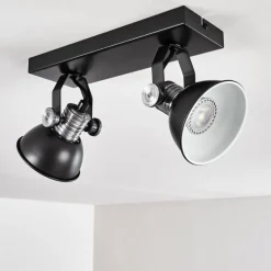 Plafonnier Gudo Noir, Argenté, 2 lumières