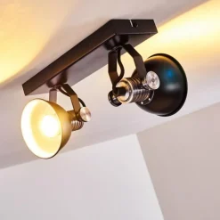 Plafonnier Gudo Noir, Argenté, 2 lumières