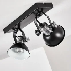 Plafonnier Gudo Noir, Argenté, 2 lumières