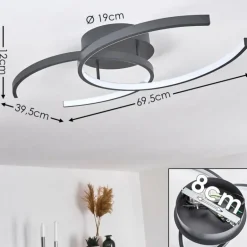 Plafonnier Guinea LED Anthracite, 2 lumières