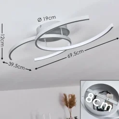 Plafonnier Guinea LED Titane, 2 lumières