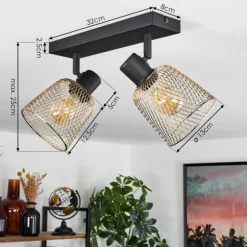 Plafonnier Guitton Noir, 2 lumières