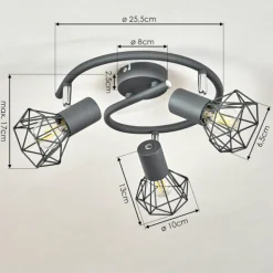 Plafonnier Gullspang Anthracite, Chrome, 3 lumières