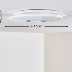 Plafonnier Haderup LED Chrome, Blanc, 1 lumière, Télécommandes, Changeur de couleurs